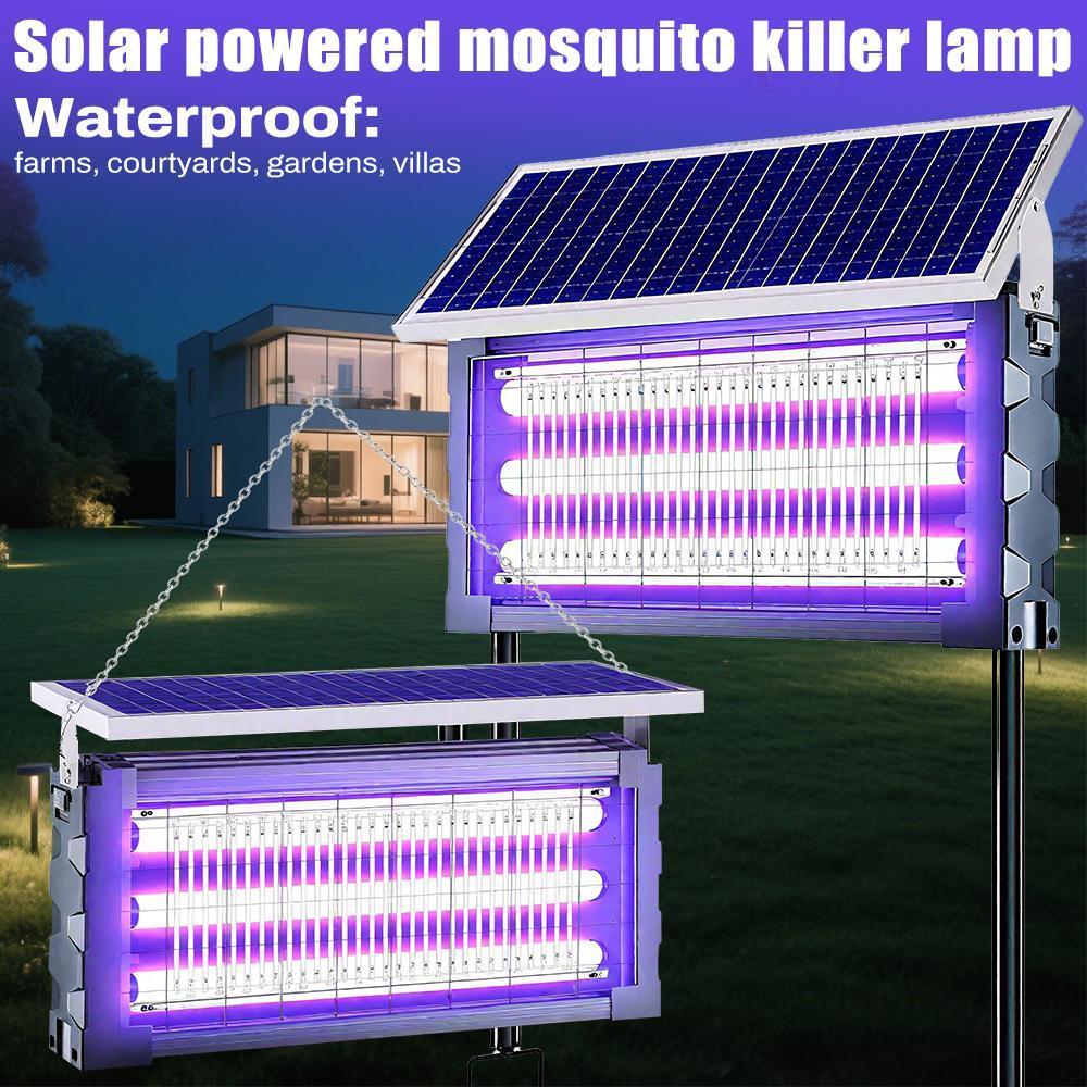 Solar Insect Zapper Outdoor 20W, Mosquito Killer Lamp with 3 Tubes, Dual Charging & 6000mAh Battery