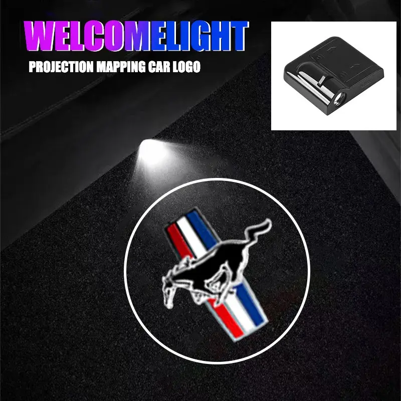 Car Door LED HD Welcome Courtesy Shadow Projector Lamp Logo Light Door Projector Lights For Ford Mustang Car Accessories