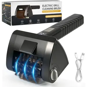Electric Rotary Grill Cleaning Brush - 2-Speed Automatic Grill Cleaner with 304 Removable Stainless Steel , BBQ Grate & Outdoor Cordless Rechargeable Grill Cleaning Tool