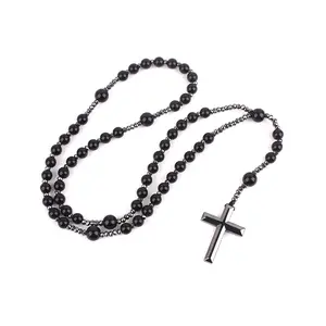 Christian Retro for Cross Decorated Rosary Prayer Holy Soil Necklace Amulet