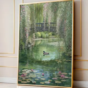Monet Style Water Lily Print, Pastel Impressionist Floral Art, French Country Cottage Decor, Vintage Oil Painting Digital Art French Cottage ( Unframed - Print Only )