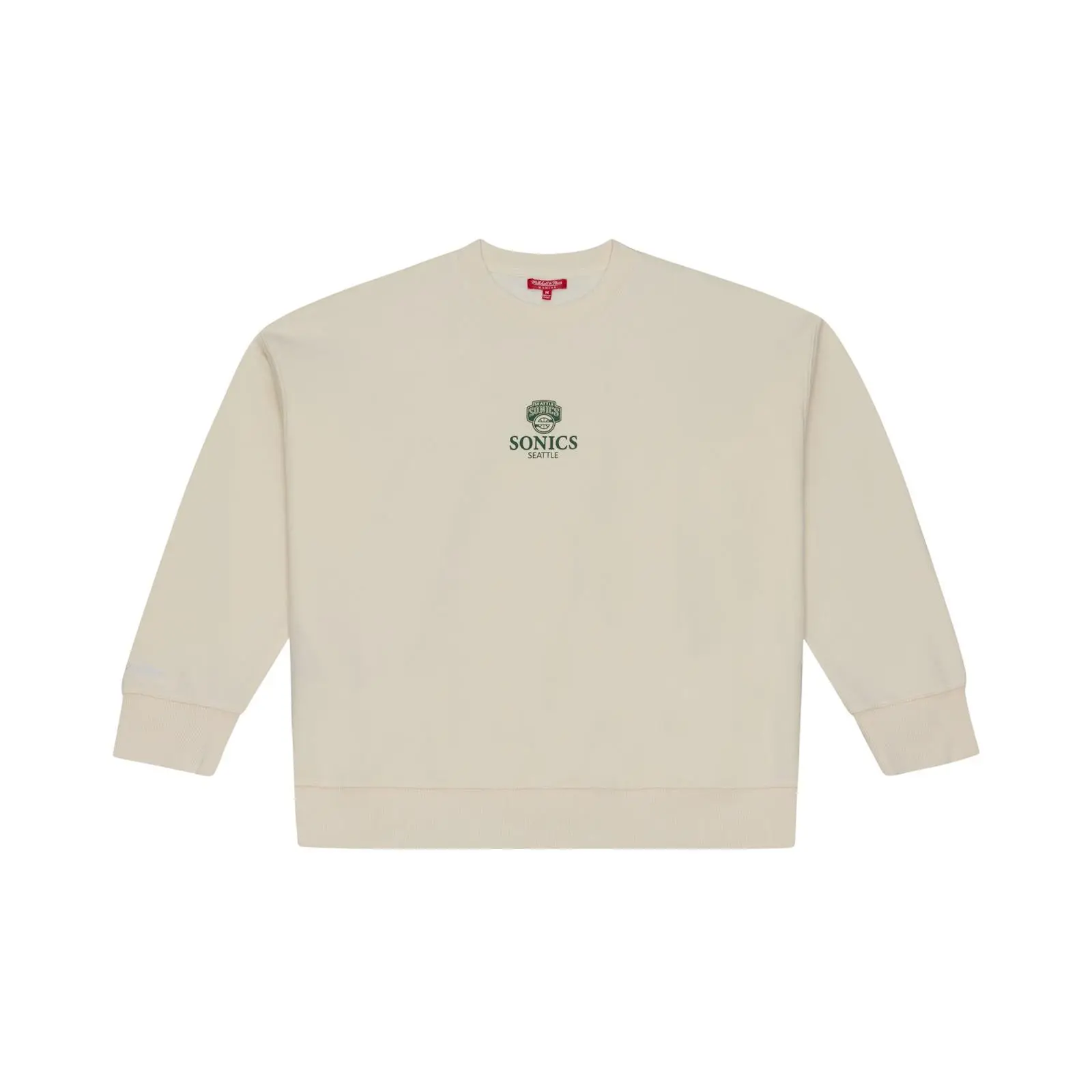Women's Seattle SuperSonics Cream Core Essentials Lightweight Sweatshirt NBA Throwback Crewneck Vintage Fan Gear Mitchell & Ness