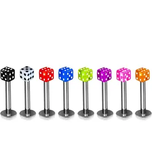 16 Gauge 4 mm Dice Lip Labret for Male and Female Daily Wear