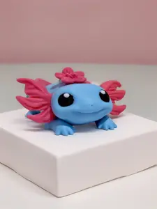 Blue Axolotl with Flowers - 3D Collective Figure