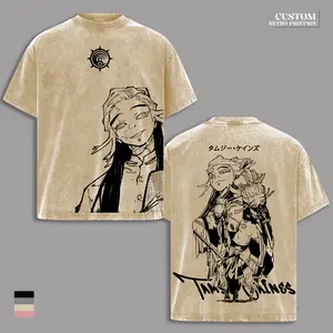 Tamsy Caines Gachiakuta Vintage Washed Oversized T-Shirt – Double Sided Anime Graphic Tee, Heavyweight Cotton Retro Manga Streetwear Gym Shirt, Dark Shonen Unisex Fan Gift Summer Fall Apparel