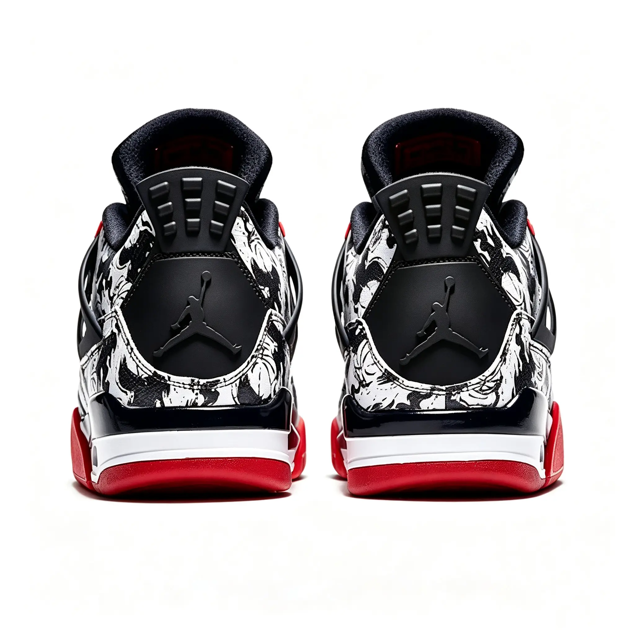 Brand New Sealed with Original Shoe Box Unisex Printed Fabric & Smooth Leather Multi-Color Black White Graffiti Print Red Retro Basketball Sneakers, Street Graffiti Pattern Hip Hop Footwear, Collectible Sports Shoes for Daily Outdoor Trendy Casual Outfit
