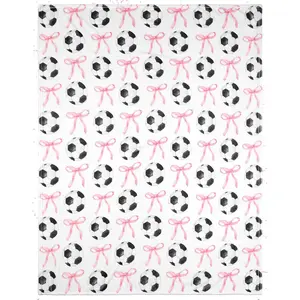 1pc Pink bow-tie soccer blanket, cute Christmas soccer blanket, soft and comfortable blanket, suitable for sofa beds and flannel covers.