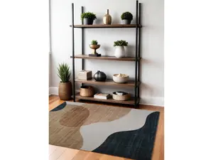 HomeRoots 530547 Rectangular Area Rugs - 4 x 6 ft. Abstract Distressed Beige & Green Rectangle Area Rug