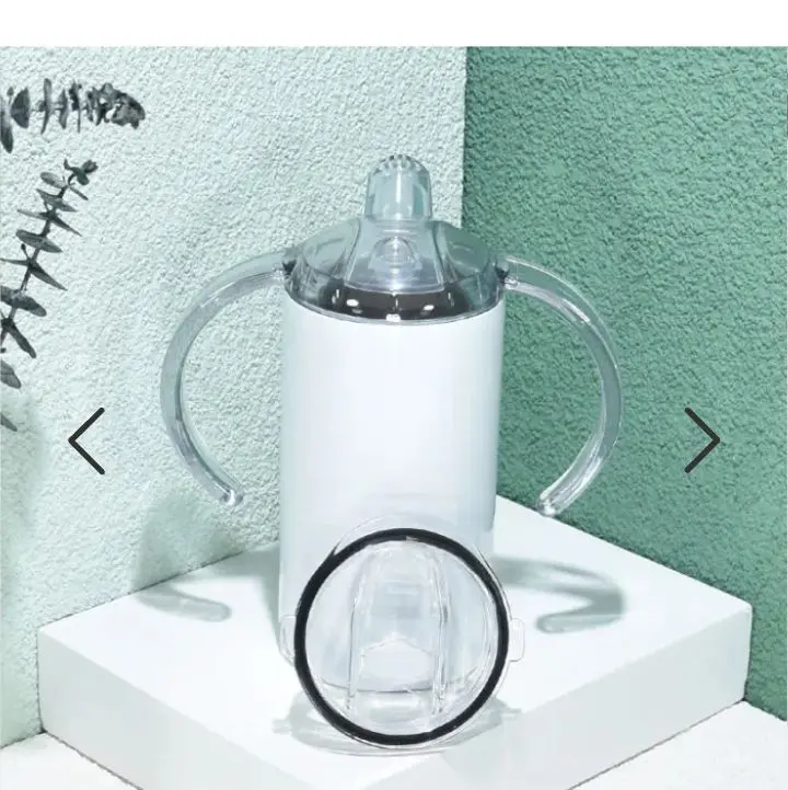  12oz Sublimation Straight Sippy Cup with dual lids