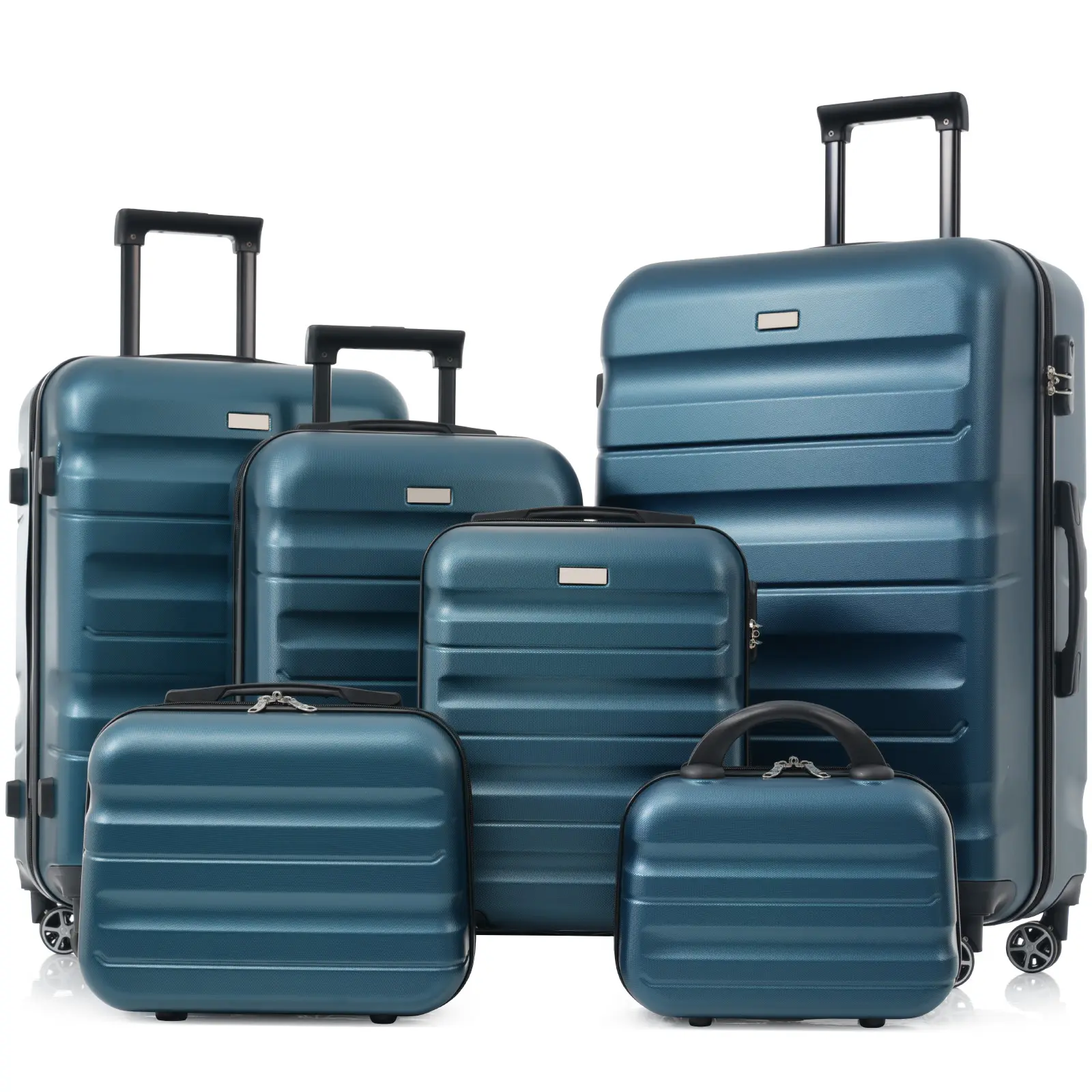 6-Piece ABS Hard shell Luggage Set - Lightweight & Durable Suitcases with Dual Spinner Wheels, Carry-On & Check-In Sizes for Travel & Business