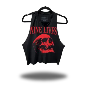 NINE LIVES - ROAD RASH BLACK CROP STRINGER