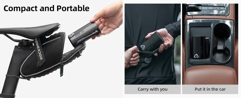 ROCKBROS 150PSI Mini Electric Bike Pump, 32s Fast Inflation, 5000mAh Bbattery, Bike Tire Pump with Digital Gauge, Auto-Shutoff, Compatible with Presta and Schrader Valves