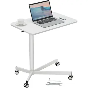 VEVOR Mobile Standing Desk,  28.5"-44.2" Gas-Spring Height Adjustable Sit-Stand Desk, 360° Swivel Wheels (2 Lockable) Portable Rolling Laptop Table Computer Cart for Home Office School, 44LBS Loading