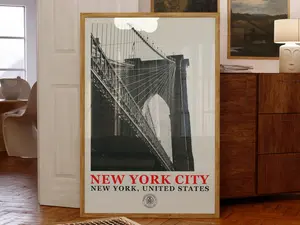 Brooklyn Bridge New York City Artwork Wall Art Print Poster Travel Poster Nyc Wall Art Retro Vintage Gift
