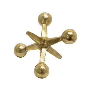 212 MAIN 5 in. Glossy Gold Aluminum Jack-Shape Metal Sculpture - Modern Home Decor Accessory, Indoor Display Collectible Figurine
