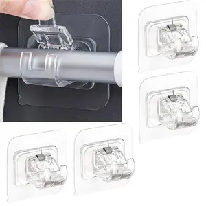 Set of 8/12 Self Adhesive Hooks Punch-free Curtain Rod Clip Hook Window Curtains Wall Hanging Holder Household Clamp Fixed Clip