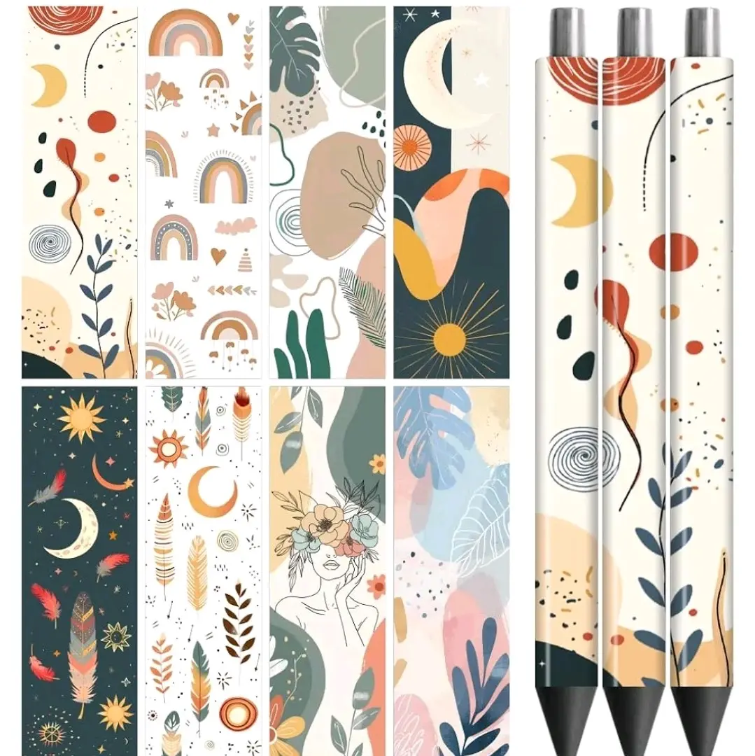 Handmade Boho Themed Bamboo Ink Pens - Unique Designs in Various Colors and Patterns
