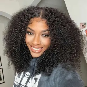Live. Menglle Hair-250% Density 4C Baby Hair Kinky Curly 7x6 Pre Cut Lace Wear and Go Glueless Human Hair Wigs Natural Color#Fallfreshness
