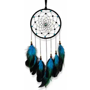 Dream Catcher for Boys Blue Dreamcatcher for Bedroom Handmade Feather Hanging Decoration Ornament Birthday Festival Craft Gift
