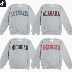 [Sale off 50%] Custom Team College Vintage Football Sweatshirt - Ash Grey, All Teams College Varsity Crewneck Pullover, Ash Grey Unisex Game Day Apparel for Men and Women Custom Team Cotton GIft PRY