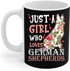 German Shepherds Lovers Mug Just A Girl Who Loves German Shepherds Cute Floral Dog Gift Coffee Mug 11oz