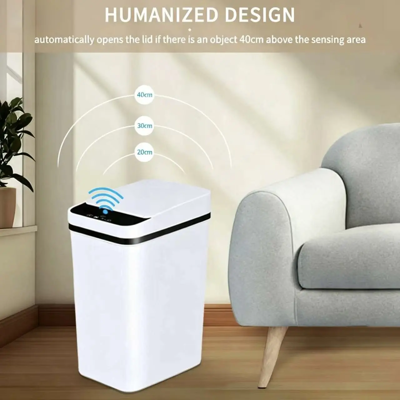 2026 New Smart Automatic Touchless Motion Sensor Trash Can - Waterproof, Narrow, ABS Multifunctional Nordic Style Space-Saving Automatic Trash Bins Waste Bin for Bathroom, Office, 12L Home Supply