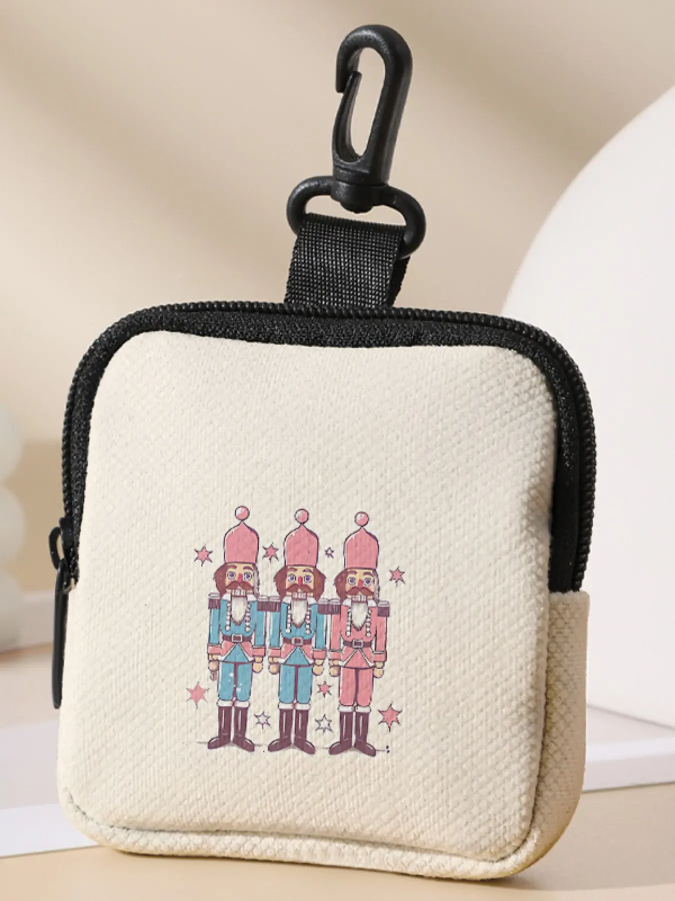 Christmas Pattern Printed Coin Wallet, Multifunctional Storage Bag, Durable Polyester, Digital Printing, Key Card Holder, Ideal Gift