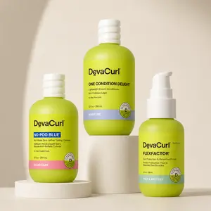 DevaCurl Set  Of Three- 1 X No-Poo Blue Zero Lather Toning Cleanser 12 fl oz, 1 X One Condition Delight Conditioner 12 fl oz , 1 X Flexfactor Curl Protection & Retention 8 fl oz