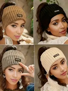Women's Winter Knitted Crochet Headbands, 4 Piece Set, Workout Headband, Fashion Sports Sweatband Ear Warmers, Casual Style Accessory, Sweat Wicking Headband