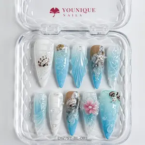 Younique Nails 2025 | NN Studio | Ocean Caress   | 10PCS 100% Handmade Press-On Nails | Reusable Colorful Art acrylics