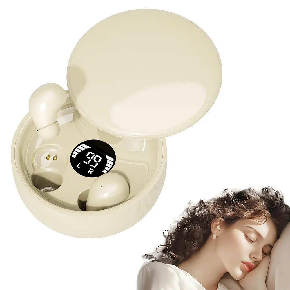 Mini invisible Bluetooth earbuds, Bluetooth 5.4 true wireless hidden in-ear sports earphones, comfortable mini sleep earplugs for side sleepers, suitable for office use noise cancellation function volume control headset touch operation immersive sound