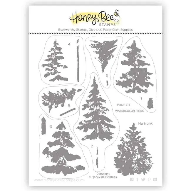 Honey Bee Stamps - Clear Stamps - Watercolor Pines