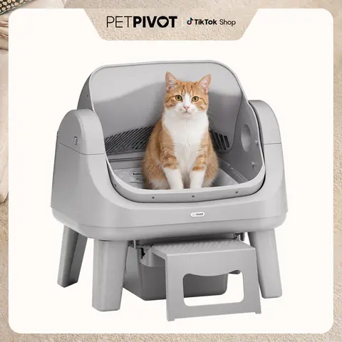 PetPivot AutoScooper 12 Lite Open-Top Automatic Self-Cleaning Cat Litter Box, Easy-Entry Front Step, Triple Safety Protection, No App Required,SohoChic