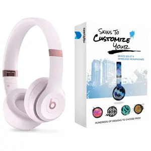 Beats Solo 4 Bluetooth Wireless On-Ear Headphones with MightySkins Protective Skins Bundle - Cloud Pink