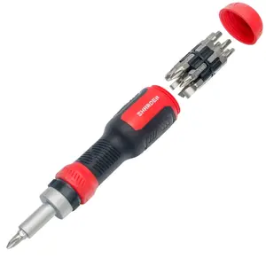 SHARDEN Ratchet Screwdriver 13-in-1 Ratcheting Screwdriver Set with Torx Security, Flat Head, Phillips, Hex, Square, and 1/4 Nut Driver