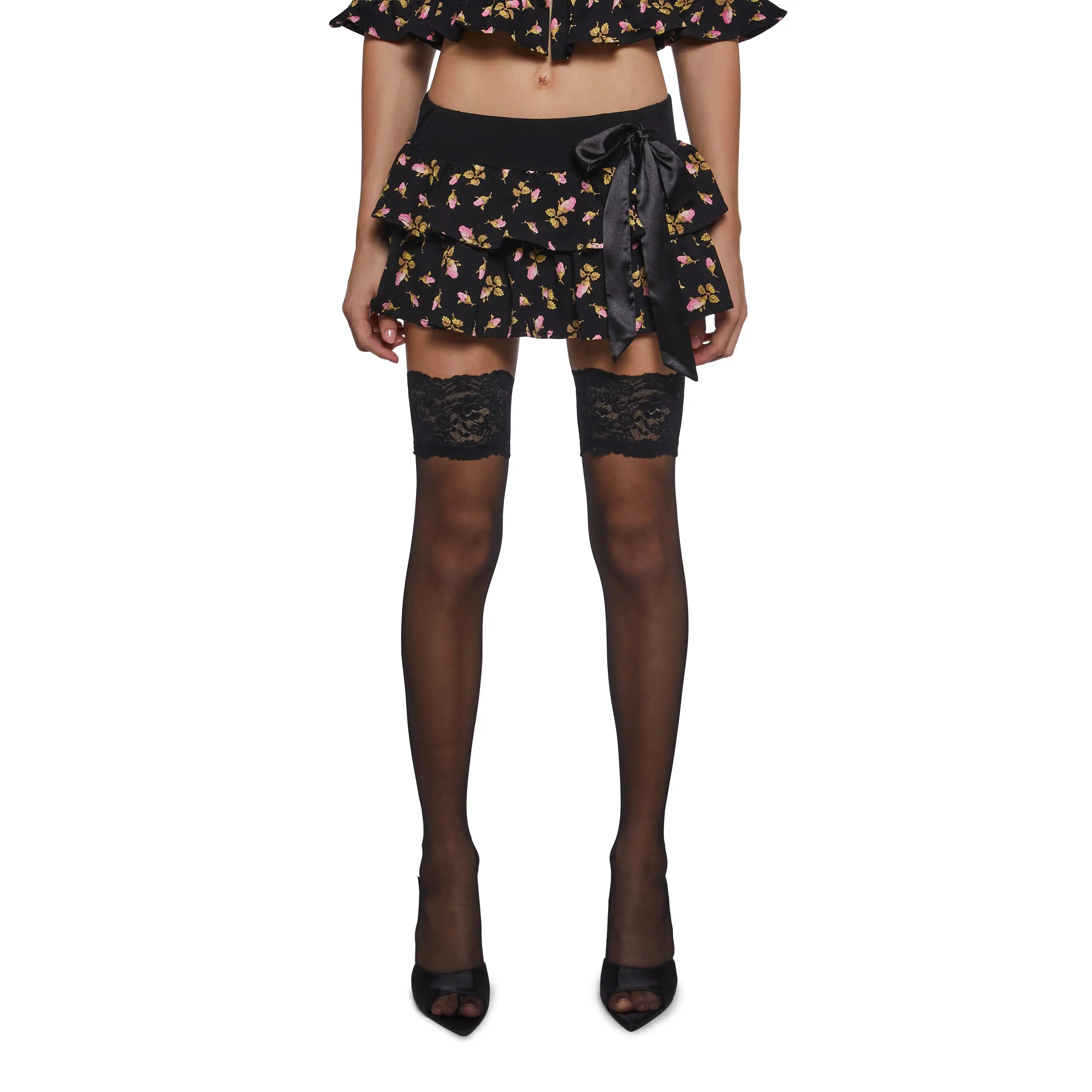 Floral Ruffled Mini Skirt