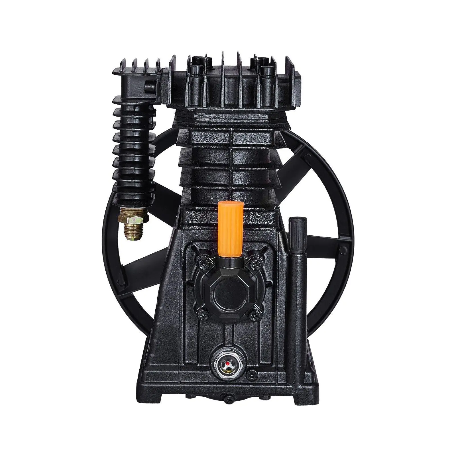 Industrial Air Compressor Piston Pump Head - 3.0 HP Twin Cylinder High Efficiency Tool, 5.8 CFM @ 90 PSI, 116 PSI Max Pressure, 21.6 Lbs/9.8 Kg Heavy Duty, Oil Observation Window