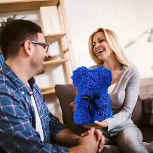 Preserved Flowers I Love You Valentine's Day Gift, Ribbon Rose Bear Decor, Artificial Rose Bear, Halloween Christmas Home Decoration, Mother's Father's Day Present