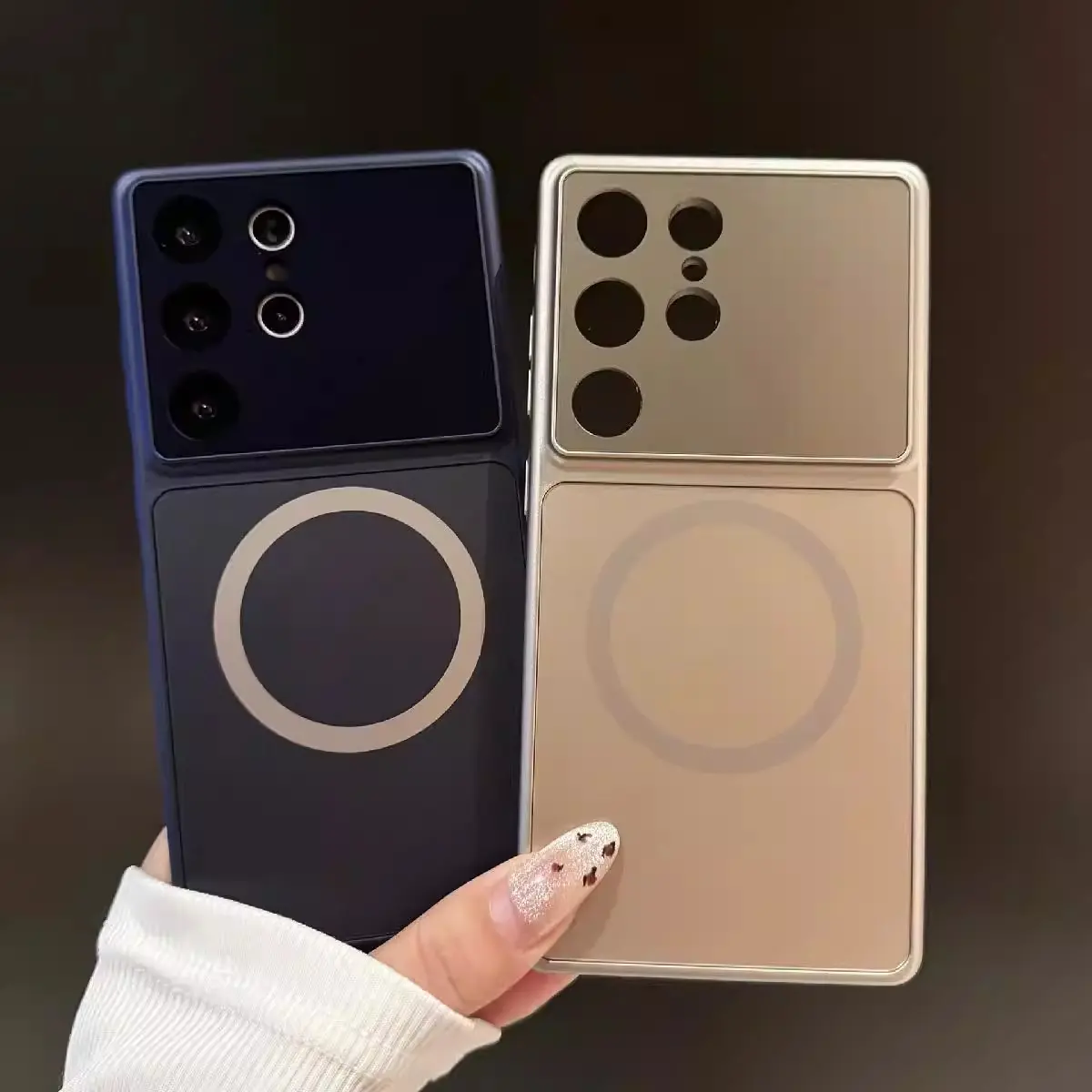 High-quality frosted magnetic glass lens phone case with lens protection, compatible with Samsung S26 Ultra, S26 Plus, S25, S24 and S23.Shockproof, fingerprint-resistant, and provides all-around protection