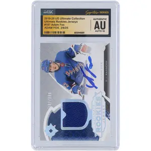 Adam Fox New York Rangers Autographed 2019-20 Upper Deck Ultimate Collection Ultimate Rookie Jersey Relic #187 #/399 CGC Fanatics Witnessed Authenticated Auto 10 Rookie Card - Fanatics Authentic Certified