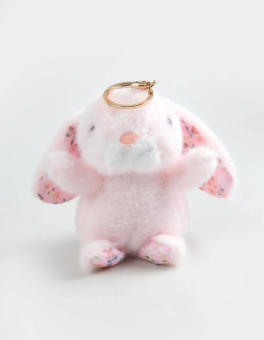 FULL TILT  Womens Plush Floral Bunny Bag Charm, Pink