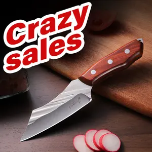【Only &8.5】Full Tang Stainless Steel Chef Knife - Forged Blade with Wood Handle | Camping BBQ & Home Meat Cutting Essential