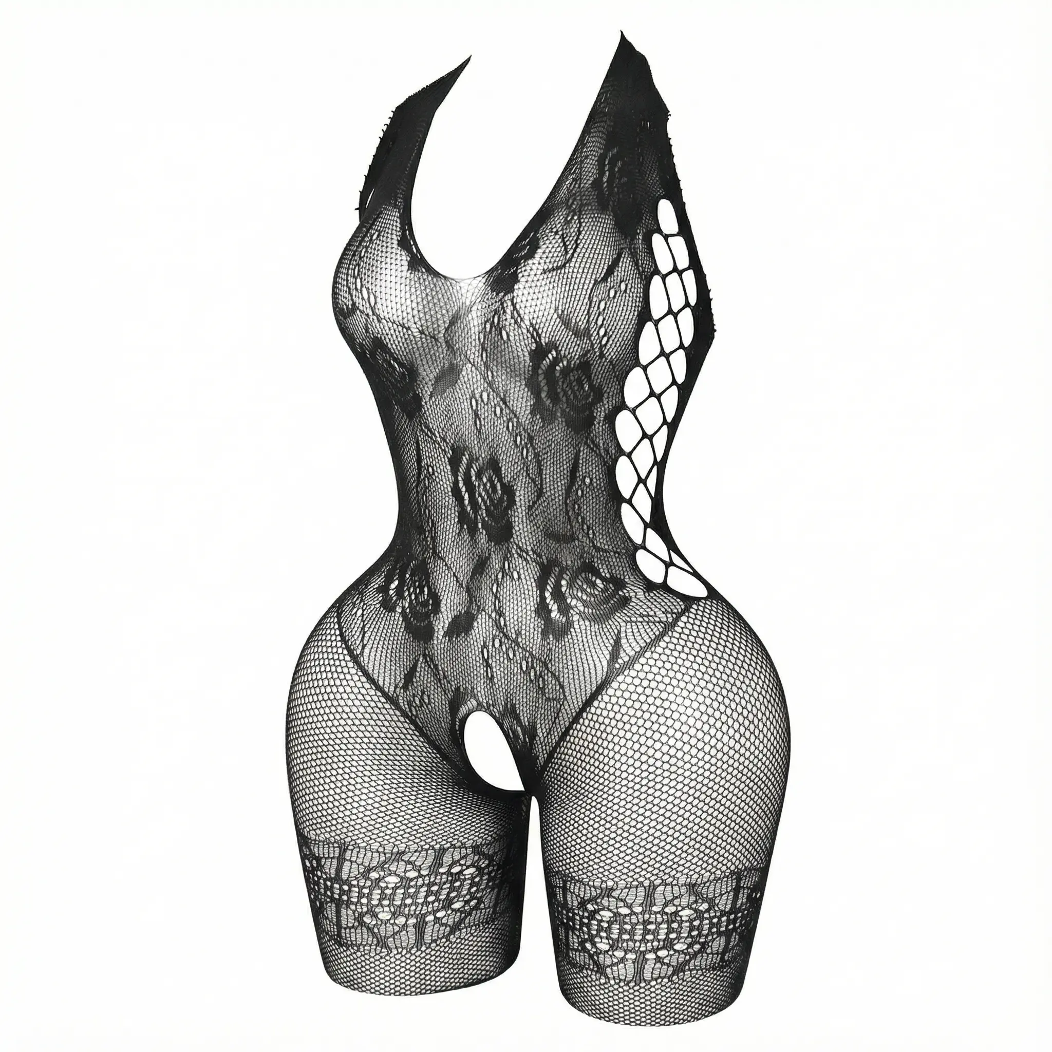 V15 Fishnet Bodysuit Date Night Outfit Fishnet Lingeries Fish Net Underware NetLingeries Bodystocking|   Lace Lingerie|   Plus-size Friendly|   Womenswear Bodysuits Teddy Floral Mesh Set spicy minimalist style basic womenswear intimate wear passion She