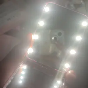 Portable LED Light Makeup Mirror, Foldable Mini LED Makeup Mirror, Lighted Pocket-Size Handheld Mirror for Women & Girls, Small Compact LED Travel Makeup Mirror, Foldable Vanity Mirror, Travel Mirrors, Makeup Mirror With Lights