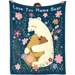Gifts for Mom, Mama Bear Mom Birthday Gifts Blanket from Daughter Son, Moms Gift for Mother's Day, Christmas, Birthday, Lover You Mama Bear Soft Throw Blankets