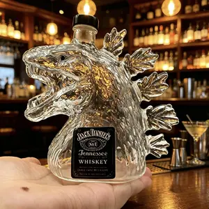 Godzilla Head Shaped Whiskey Bottle, 3D Sculpted Monster Glass Decanter, Unique Design for Whiskey & Spirits, Perfect Gift Idea