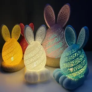 3D Printed LED Easter Hollow Rabbit Lamp, Festive Rabbit Party Decoration Ornament