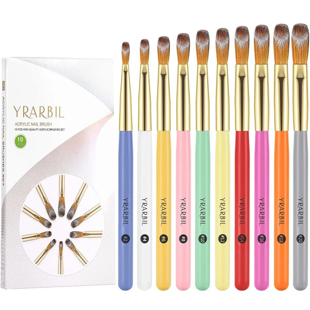 Acrylic Nail Brush Set, 10PCS Professional Nail Art Brushes for Acrylic Powder Applications, 3D Carving, Nail Art Extension for DIY Home Salon Tools