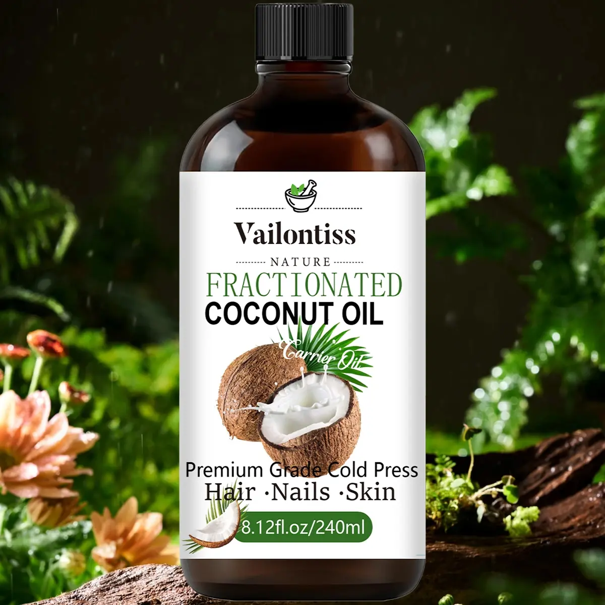 Coconut Oil – 8.12 fl.oz / 240ml | Natural, Lightweight Oil, Carrier Oil, Nourishing Body Oil, Makeup Remover & Body Oil Moisturizer for Daily Hair, Skin, Face & Body | Moisture, Moisturizing, Hydrating & Multi-Purpose Care