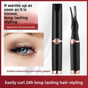 Electric Heated Eyelash Curler Electric Heating Long-lasting Styling Intelligent Temperature Control Portable Non-damaging Eyelash Curling Tool Black